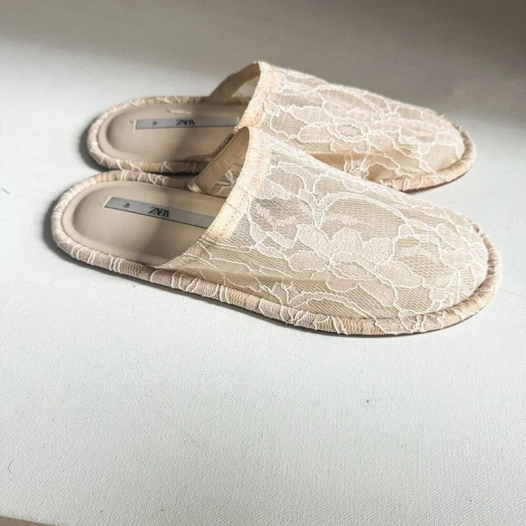 Zara Lace Top Round Toe  summer Slides 41 - Picture 7 of 9